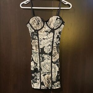 Mystic Black and Gray Floral Mini Dress